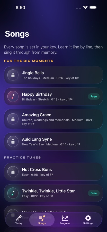 Songs set in your key